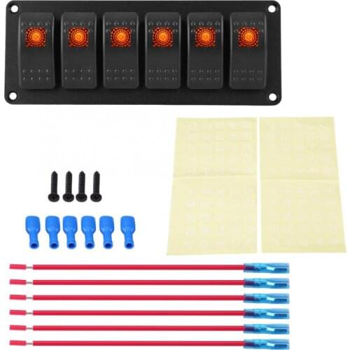 1 Set 12-24V 6 Gang Red/Blue/Green Rocker LED Boat Rocker Switch Panel for Car RV Boat Yacht Marine Car Accessories