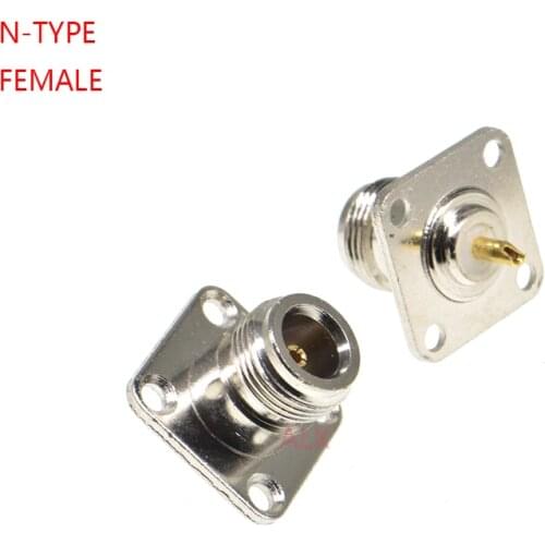 1PCS N type female jack RF coax connector 4-hole panel mount with solder cup,silver