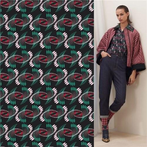 100% polyester stretch fabric dress high-end feathers printed fabric diy clothing shirt bedding patchwork 112