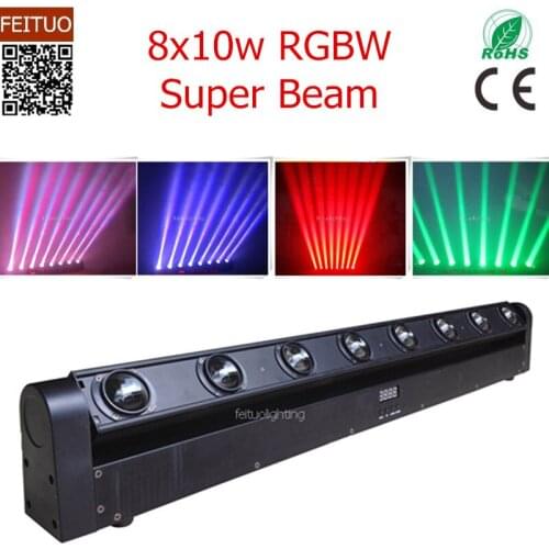 12pcs/lot LED Moving Head bar 8x10w RGBW 4IN1 Super Sky Beam Light Linear Sweeper Beam Light for Bar Disco