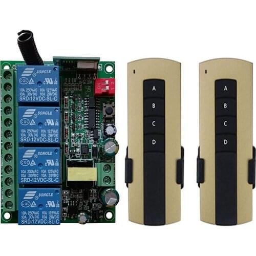 500M Remote Control Switch AC110V 220V 230V 4CH Receiver Module Motor controller Transmitter 4buttons For Light/Fan/Smart Home