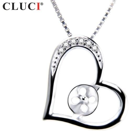 CLUCI Classic 925 Sterling Silver very Cute & Romantic 7mm Round Pearl Pendant For Women Gift Jewelry SP312SB