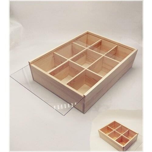 Custom wooden box 9 grid pull-out wooden box Jewelry storage box Holiday gift box Wedding gift box