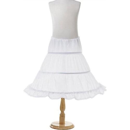 Girls Floral Petticoat 2-3 Hoops Children Crinoline for Evening Princess Costume Kids Underskirt Tutu Skirt A Line White