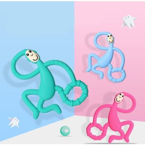 Baby Silicone Cartoon Monkey Teether Three-dimensional Modeling Chew Charms Teether Baby Molar Bite Rubber Child Educational Toy