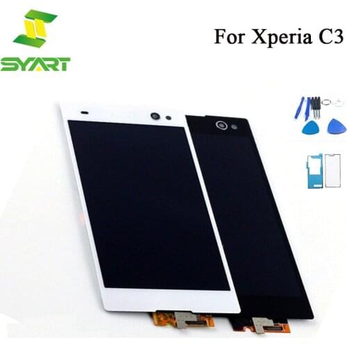 For Sony Xperia C3 LCD Display Touch Screen Digitizer Assembly Replacement Part + Free Tools For C3 D2533 D2502 5.5" LCDs Screen