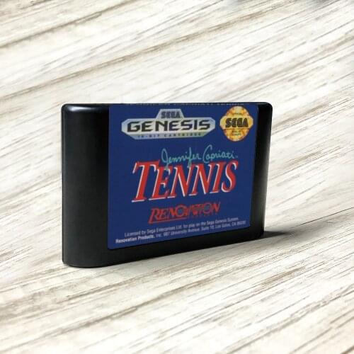Jennifer Capriati Tennis - USA Label Flashkit MD Electroless Gold PCB Card for Sega Genesis Megadrive Video Game Console
