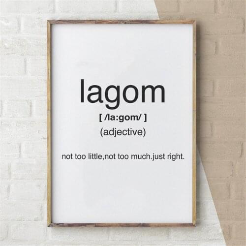 Lagom Definition Poster Canvas Painting Inspiration Print Wall Art Picture for Living Room Interior Home Decor Motivation