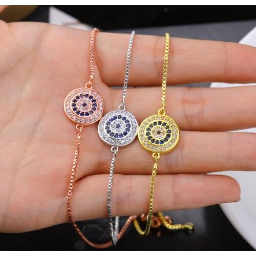 JUWANG Hot Sale Viking Evil Eyes Bracelets For Women Cubic Zirconia Lucky Eye Pull-out Chain Bracelets Jewelry Pulseras mujer