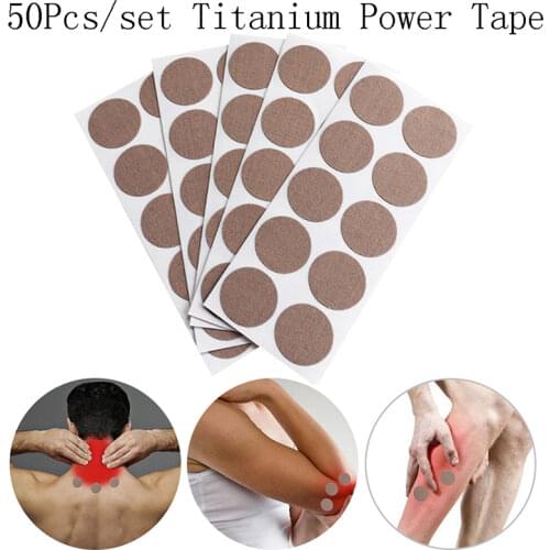 50Pcs/5sheets Titanium Power Kinesiology Tape Titanium Discs Pain Therapy Cure K Tape Neck Massage