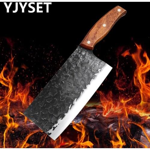 Chinese stainless steel knife hammered forged kitchen knife wooden handle chopping cutting dual-purpose household kitchen knife