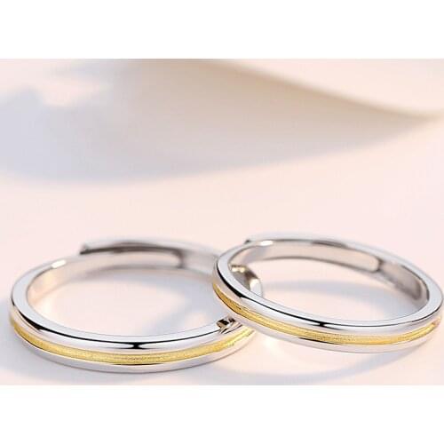 Fashionable Men and Women S925 Silver Plated Platinum One Meter Sunshine Fresh Sand Gold Couple Adjustable Rings J235