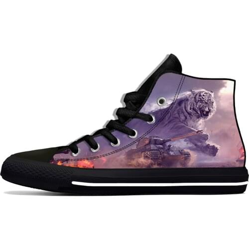 Anime Cartoon Game World Of Tanks Tank Fashion Casual Cloth Shoes High Top Lightweight Breathable 3D Print Men Women Sneakers