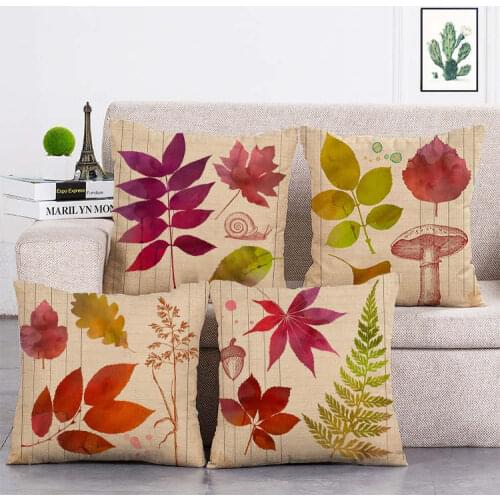 Leaf specimen snail print Cushion Cover Linen Throw Pillow Car Home Decoration Decorative Pillowcase T367