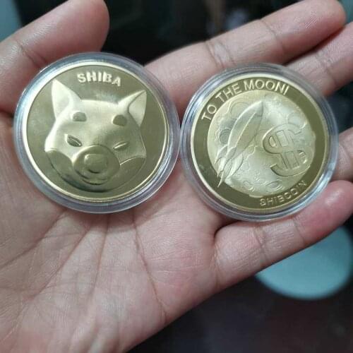 Metal Gold Plated Physical SHIBA SHIB Coin TO THE MOON Souvenir Commemorative Coins Collectible Coins