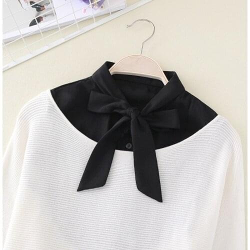 Fashion bead fake collar Soft Female Half BLuz Detachable Lapel Shirts Blouses Fake False Collar Choker Blouse turn down collar