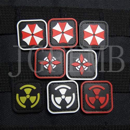 2 pieces Biohazard Resident Umbrella Corporation Biochemical hazard Logo 3D PVC Patch