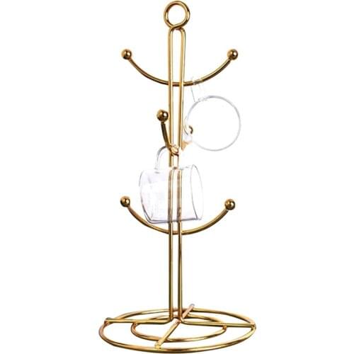 Countertop Mug Tree, 6 Hook Coffee Cup Dryer Kitchen Coffee Mug Tree Countertop Tea Cups Holder Stand,Gold Retail
