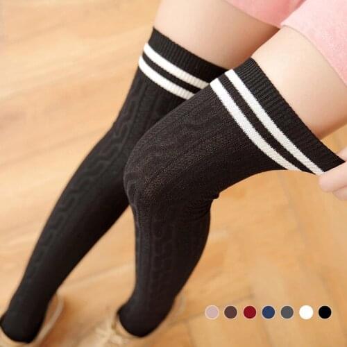 Stripe Multicolor Thigh High Socks Sexy Pure Cotton Over the Knee Socks Japanese Socks Ladies Cute Lolita Long Fashion Stockings