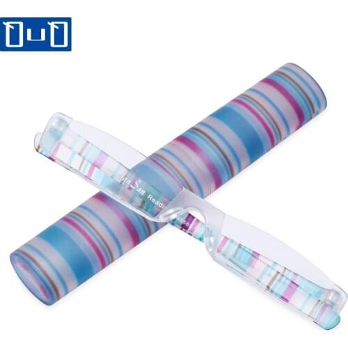 Qutzzmnd New Brand Design Reading Glasses Portable Small Glasses with Pen Tube Case Slim Pocket Presbyopic Eyeglasses for Women