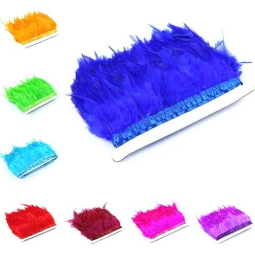 Wholesale 10 Meter 10-15CM Chicken Cock Feathers Trim Cloth Sideband Chicken Pheasant Feather Trims Clothing Wedding Decoration