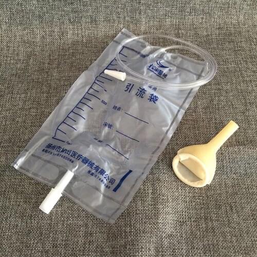 25 pcs disposable latex male urine collection bags 1000ml urinary drainage bag urine collector urinal bag free shipping