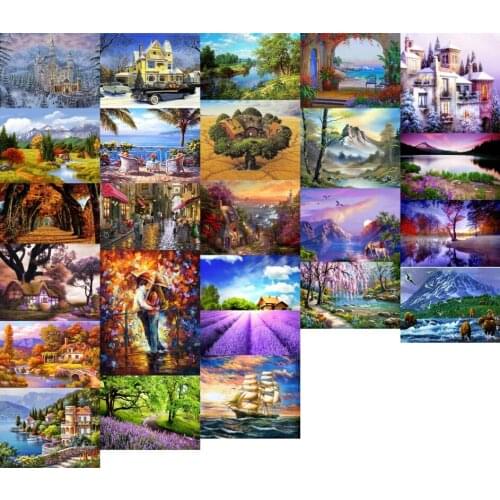 Couple Oil Painting Landscape cross stitch kit people count print canvas stitches embroidery DIY handmade needlework