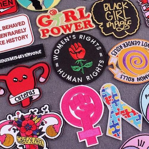 Women Patch Iron On Patches For Clothing Stickers Girl Power Patch Embroidered Patches On Clothes Badges On Backpack Accessory