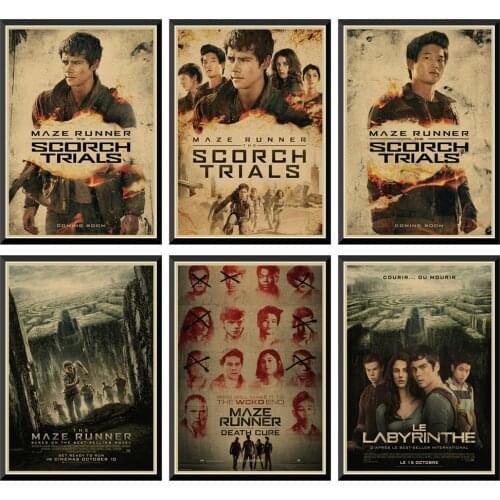 Movie The Maze Runner Poster Wall Decorative Painting Retro Adventure Kraft Paper Retro Poster Art Painting 42X30Cm