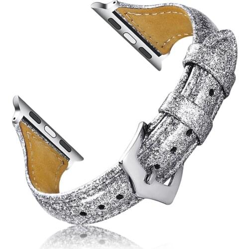Leather Strap Bling Glitter Belt for Apple Watch SE Band Series 6 5 4 3 Thin Bracelet for iWatch 40mm 44mm 38mm 42mm Accessories