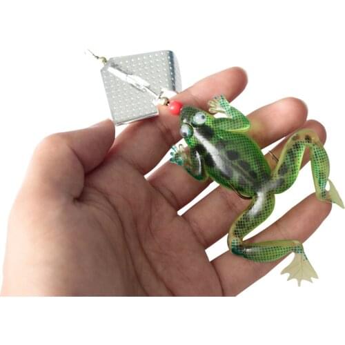 1Pc 14.6g 13cm Frog Fishing Lure Artificial Rubber Soft Bait 3D Eyes 5 Colors WithTreble Hook Frog Soft Fish Lure Fishing Tackle