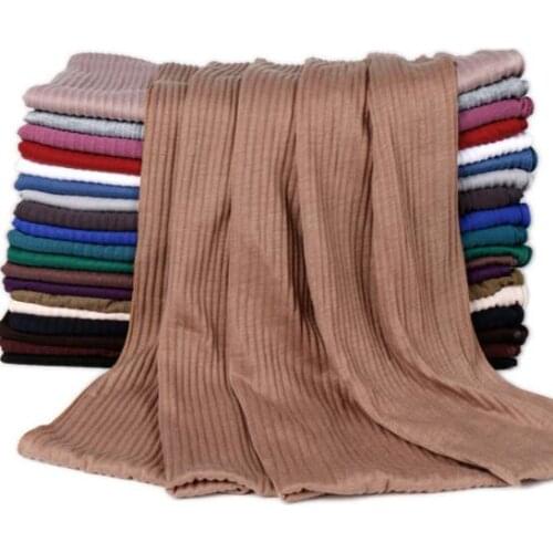 85*180cm Over Size Women Wrinkle Crinkle Bubble Cotton Scarf Muslim Hijab Scarf Turban Head Wrap Solid Color Pleated Scarf