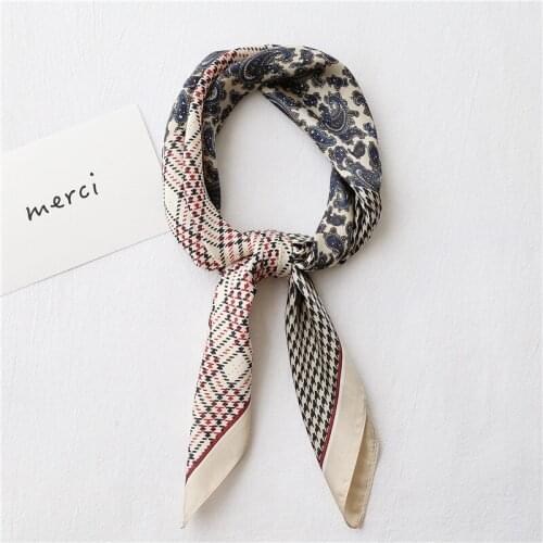 Silk Scarf New Color Female Small Square Scarf Student Decoration Headband Spring And Autumn All-Match Retro Fashion Accessories