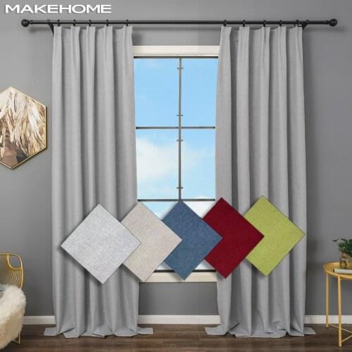MAKEHOME Modern Linen Curtains for Living Room 100% Blackout Curtains for Bedroom Waterproof Thermal Insulated Fabric Curtains