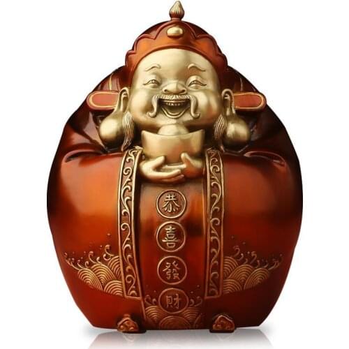 Pure copper statue Maitreya Buddha decoration living room big belly laughing Buddha office decoration entrance door sculpture