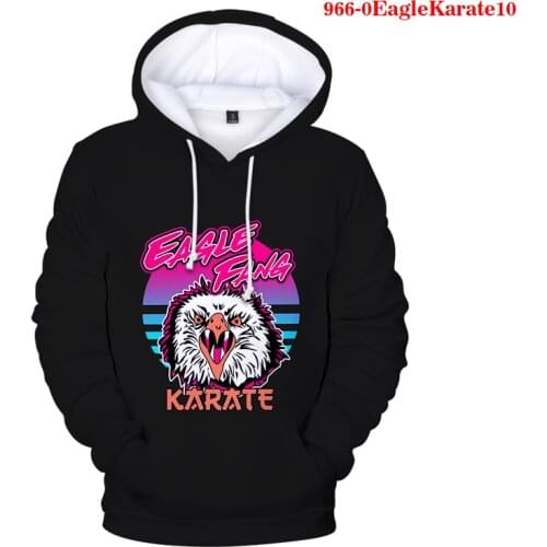 Harajuku 3D Eagle Fang Karate Printed Sweatshirts Casual Sport Hoodies Black Hoodies Couples Thin Pullovers Streetwear Outerwear