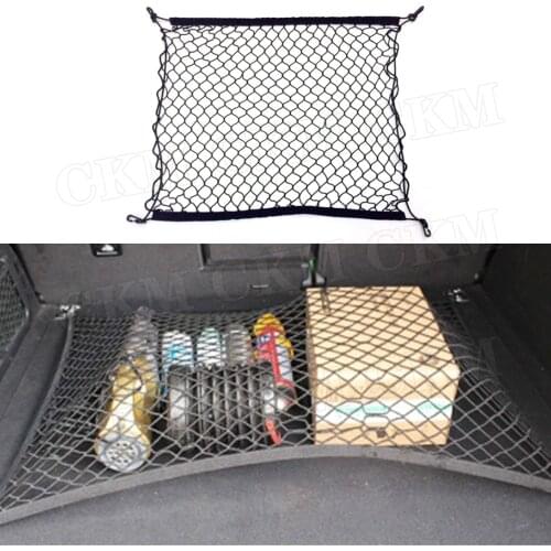 Auto Care 70 x 70cm Universal Car Trunk Luggage Storage Cargo Organiser Nylon Elastic Mesh Net With 4 Plastic Hooks Accessorise