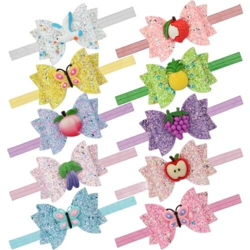 XIMA 10pcs/lot 3inch Glitter Butterfly Rainbow Hair Bow Hairband Girls Princess Headband for Kids Party Hair Accessories