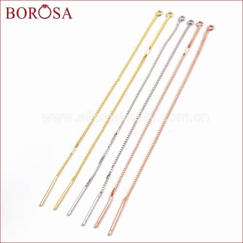 BOROSA 10Pairs Gold/Rose Gold Color 3.5" 92.5% Pure Silver Color Ear Thread Jewelry Findings Thread Earrings for Women PJ156