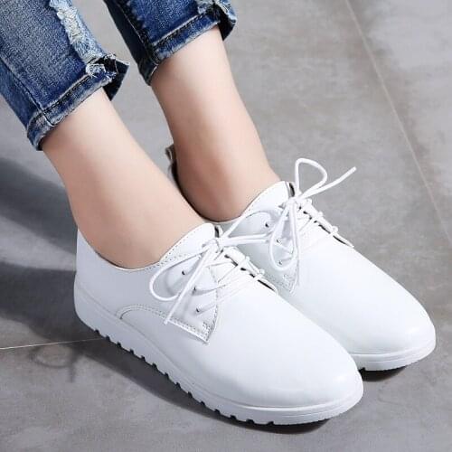 Women Winter Casual Sneakers Shoes Women Wedge Genuine Leather Lace Up Shoes Flats Ballet Shoes Women