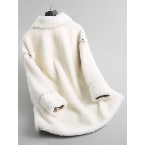 Fur Wool Real Coat Winter Woman Coat Female Jacket Korean Pink Double-breasted Jackets Suede Liner Abrigo Mujer KJ1044 s