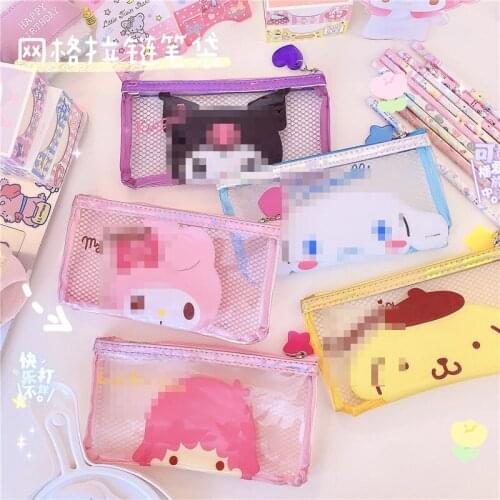 1Pc New Kawaii Dog Pencil Case Transparent Pink Candy Color Gift School Pencil Box Pencil Bag School Supplies Stationery