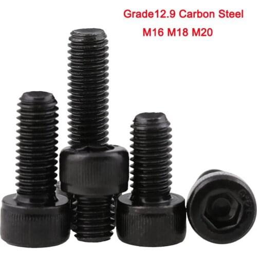 1Pcs Grade12.9 Carbon Steel Fine Thread Hex Hexagon Socket Cap Head Screw M16 M18 M20 Length 25-100mm Pitch 1.5mm