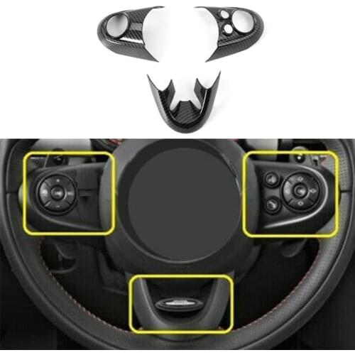 3PCS Car Steering Wheel Cover Carbon Fiber Sticker For BMW MINI Cooper F55 F56 Styling Interior Decoration