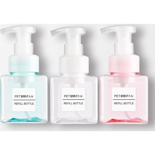 4pcs Squeezed Dispenser Foaming Pump Soap Empty Foam Bottle 250ml Shampoo Refillable PET Travel Sub-bottle 4 Colors