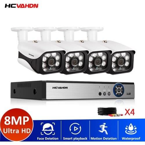 4K AHD H.265 Video Surveillance System 8MP HD DVR 4PCS HDMI CCTV Camera Night Vision Waterproof Security Camera System Kit