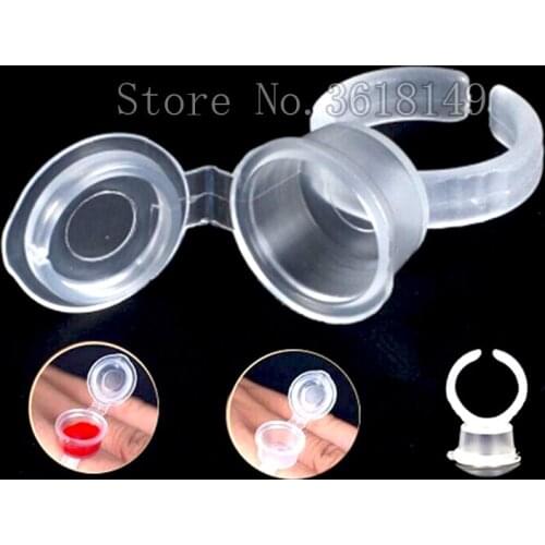 50Pcs Microblading Pigment Glue Rings Tattoo Ink Holder For Semi Permanent Makeup Transparent Pigment Cap Tattoo Tool Holder