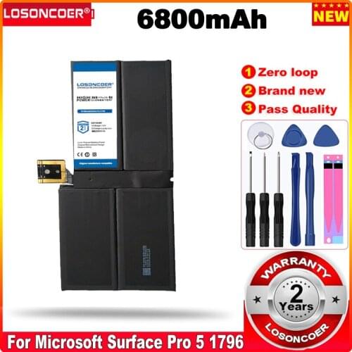 LOSONCOER 0 Cycle 100% New 6800mAh G3HTA038H DYNM02 Laptop Battery for Microsoft Surface Pro 5 1796 Series Tablet DYNM02