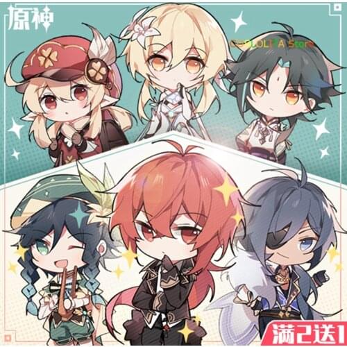 Anime Genshin Impact Project Paimon Amber Kaeya Cosplay Acrylic Cute Keychain Cartoon Key rings School Bag Pendant Xmas Gifts