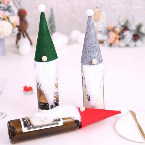 Santa Claus Old Man Faceless Doll Bottle Cover wine bottle cover decorations for home Kitchen Dinner Party Table Decoration